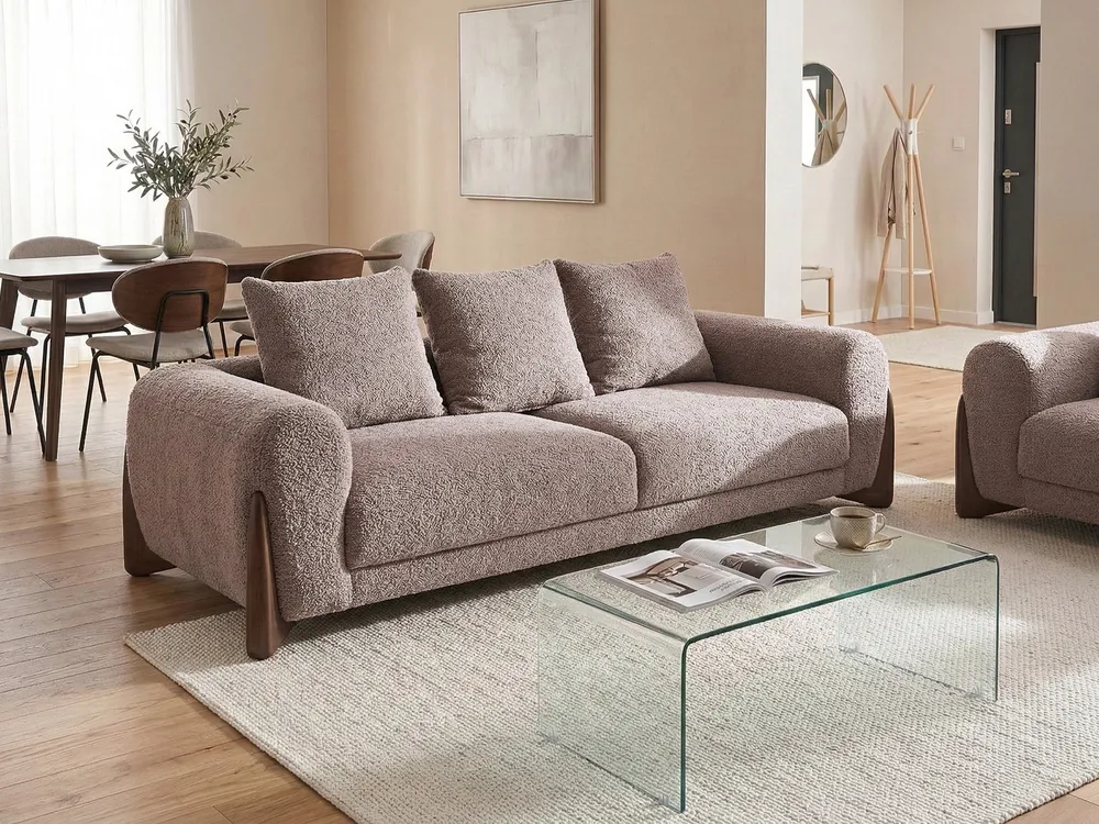 Sofa 3-Sitzer VINLIDEN Bouclé Braun