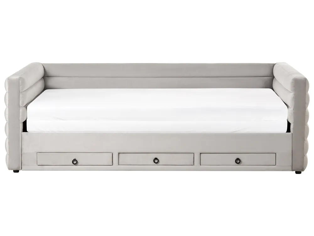 Tagesbett mit Stauraum Samtstoff MEUDON 90 x 200 cm Grau_1022099