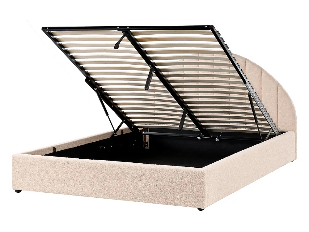 Ottoman Bed CHADENET Boucle Light Beige 140 x 200 cm (EU Double)_1151057