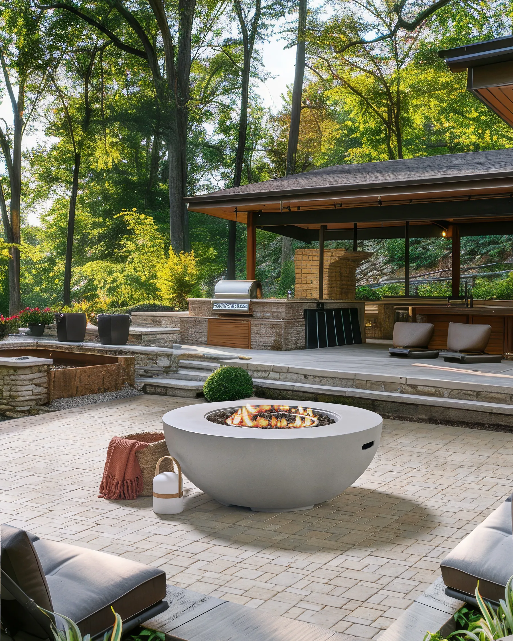 Gas Fire Pit SURTSEY Concrete Light Grey_956552