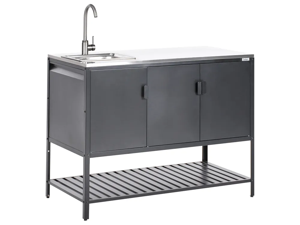 Outdoor-Küchenschrank mit Spüle MAENZA Schwarz Metall