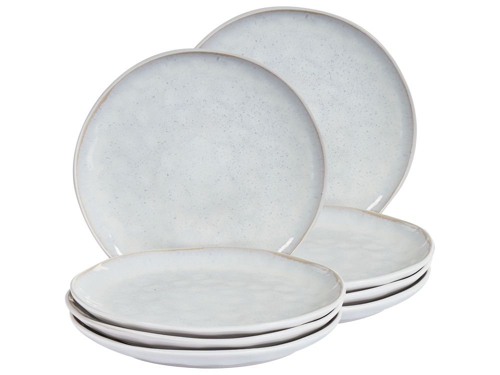 Lot de 8 assiettes plates SESAME Grès Gris clair 28 cm