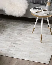 Rug MALDAN Beige 160 x 230 cm Leather_1179253