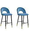 Set mit 2 Barstühlen FALTON Samtstoff Blau