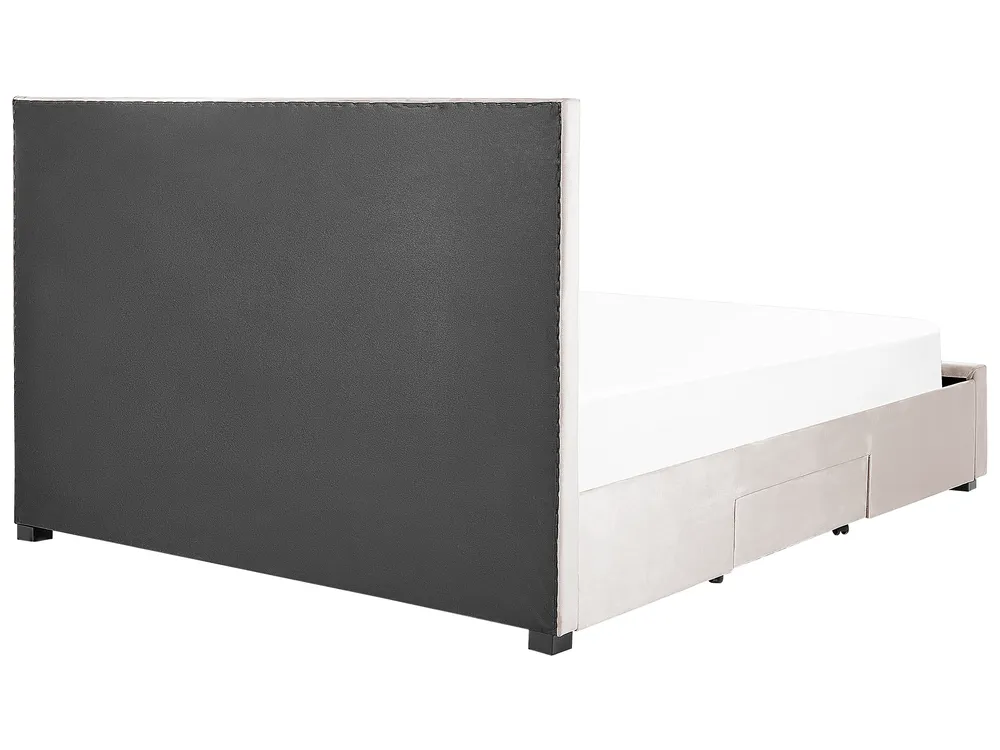 Bed with Storage Drawers LIEVIN Velvet Beige 180 x 200 cm (EU Super King)_858048