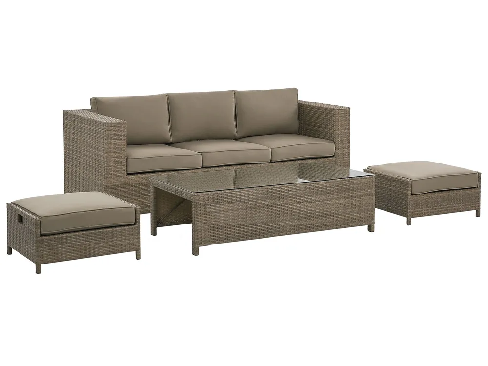 Lounge Set mit Tisch 5-Sitzer BELLUNO Polyrattan Braun_777243
