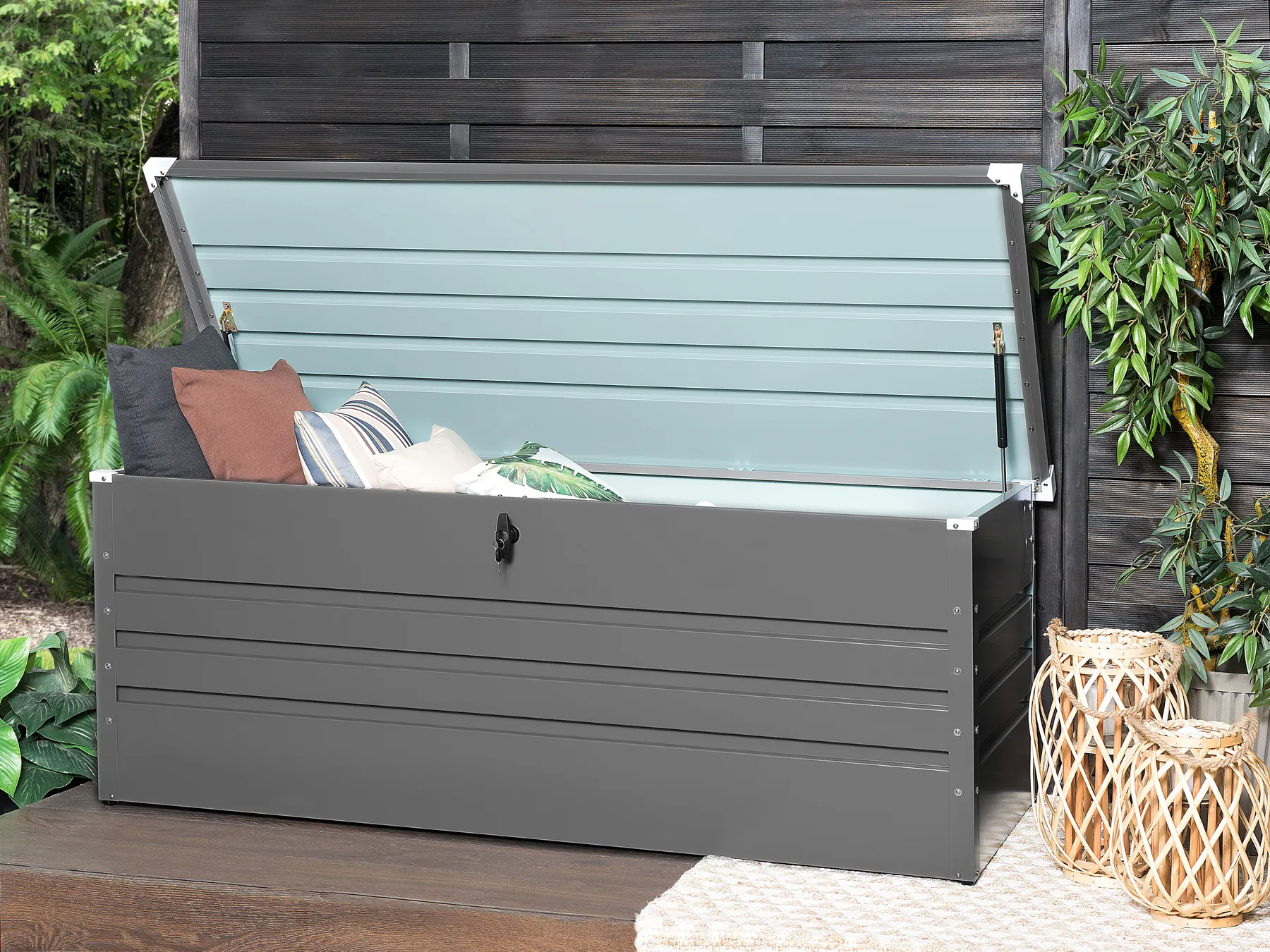 Aufbewahrungsbox CEBROSA 165 cm 70 cm Metall Grau_752601