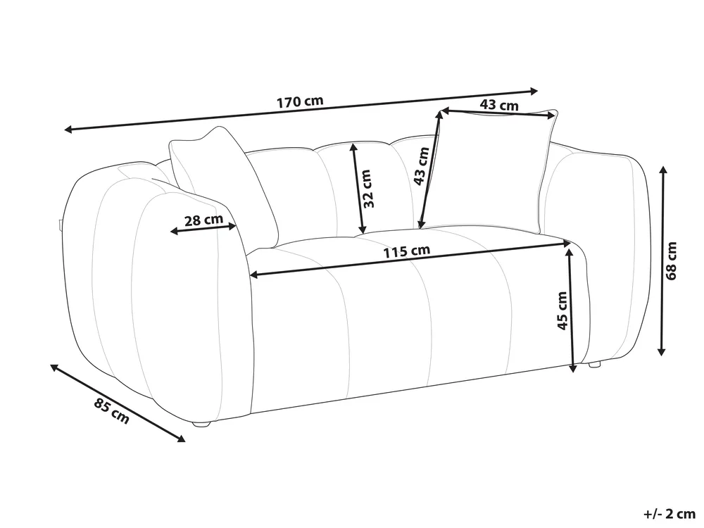 Sofa 2-Sitzer NESS Stoff Taupe_1002530