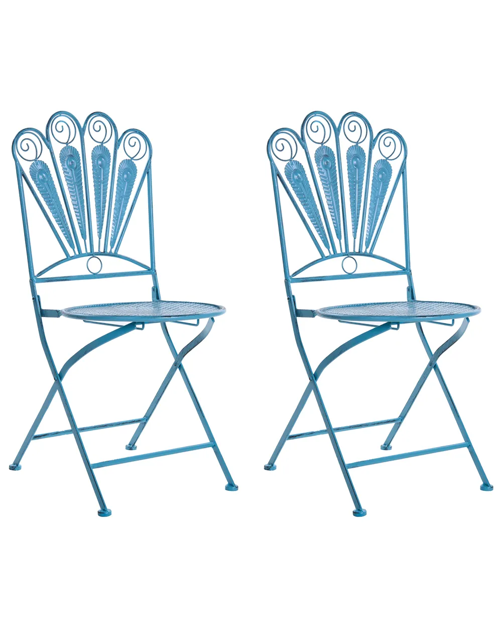 Bistro-Set mit Bank PAVIA Metall Blau_1046331