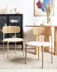 Set of 2 Dining Chairs ANDOVER Metal Light Beige_888191