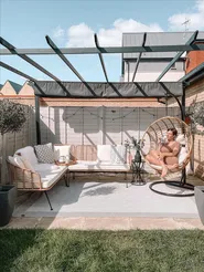 Hängesessel mit Gestell ASPIO Polyrattan Naturfarben_851428