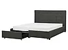 Bett mit Schubladen LA ROCHELLE Stoff Dunkelgrau 160 x 200 cm
