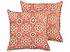 Set of 2 Decorative Cushions CEIBA 45 x 45 cm Cotton Red Geometric Pattern