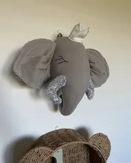 Wanddekoration für Kinder Elefant TANTOR Baumwolle 33 cm Grau_895187