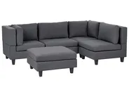 Modular Corner Sofa 4 Seater UNSTAD with Ottoman Fabric Dark Grey Left Hand_924630