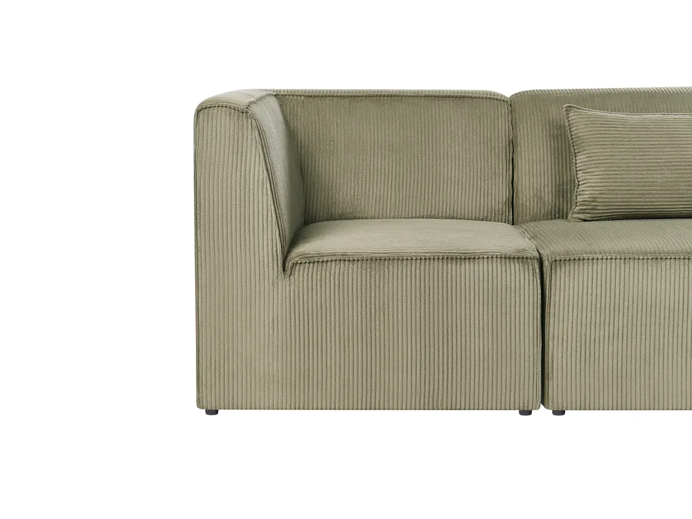 Modul Ecksofa 4-Sitzer LEMVIG mit Ottomane Cord Grün rechtsseitig_1053521