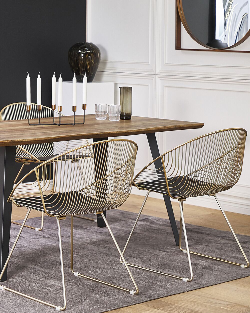 Set van 2 eetkamerstoelen AURORA Metaal Goud