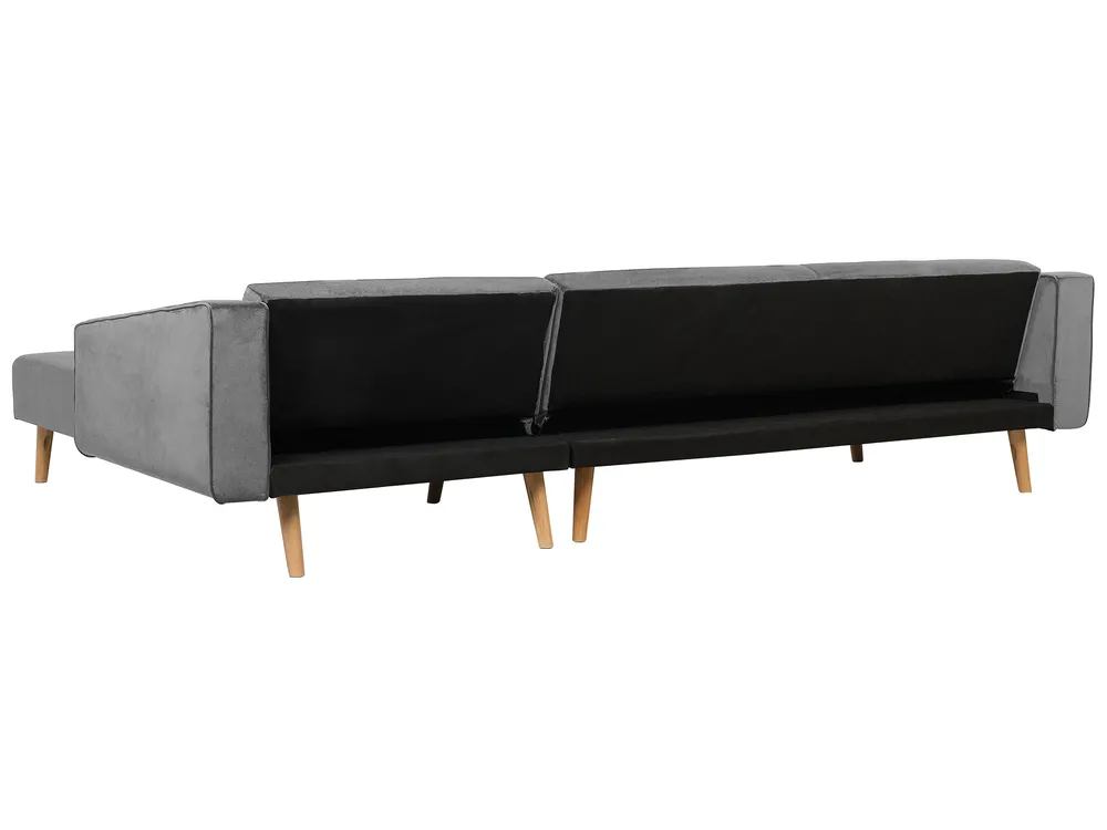Eckschlafsofa 4-Sitzer VADSO Samtstoff Grau linksseitig_750026