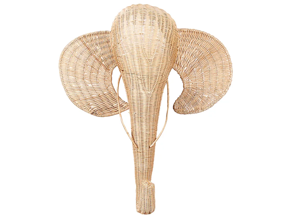 Wandobjekt Elefant GRUNEY Rattan 83 cm Naturfarben