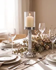 Kerzenständer ABBEVILLE 41 cm Glas Silber_1093441