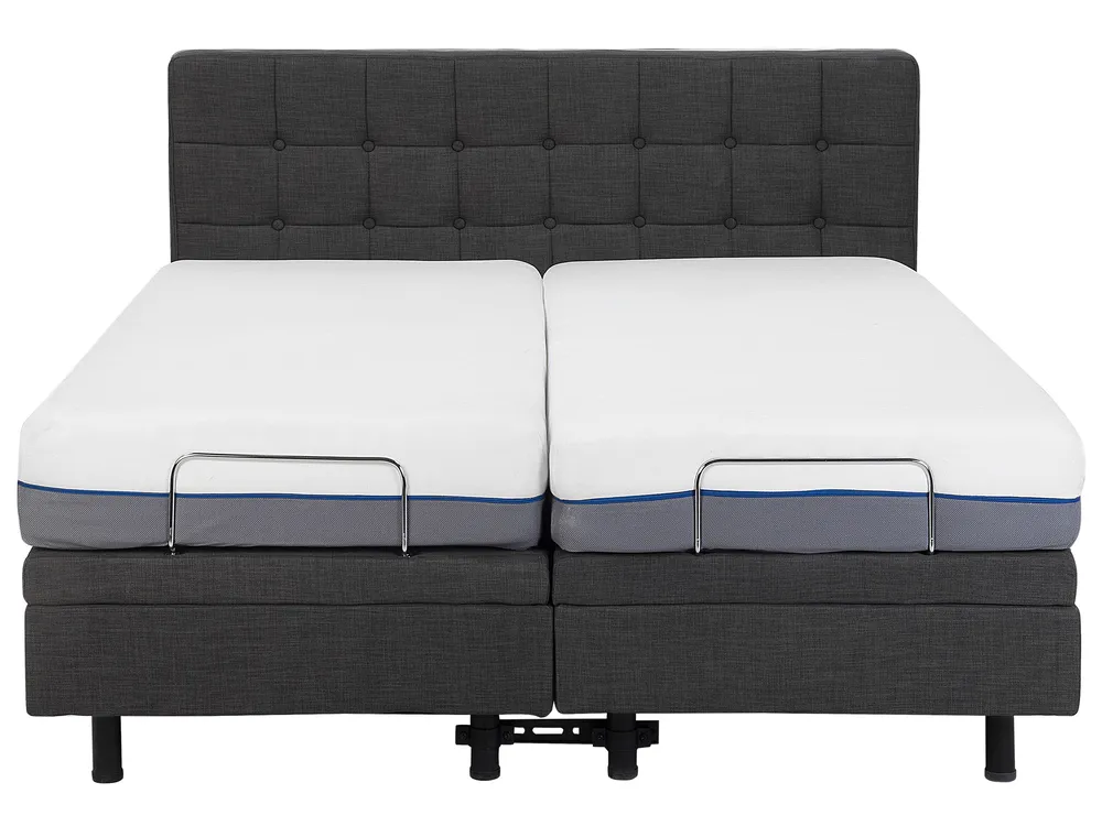 Bett verstellbar Stoff DUKE 180 x 200 cm Dunkelgrau_797960