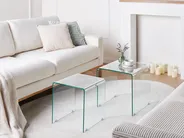 Set of 2 Side Tables KENDALL Tempered Glass Transparent_751265