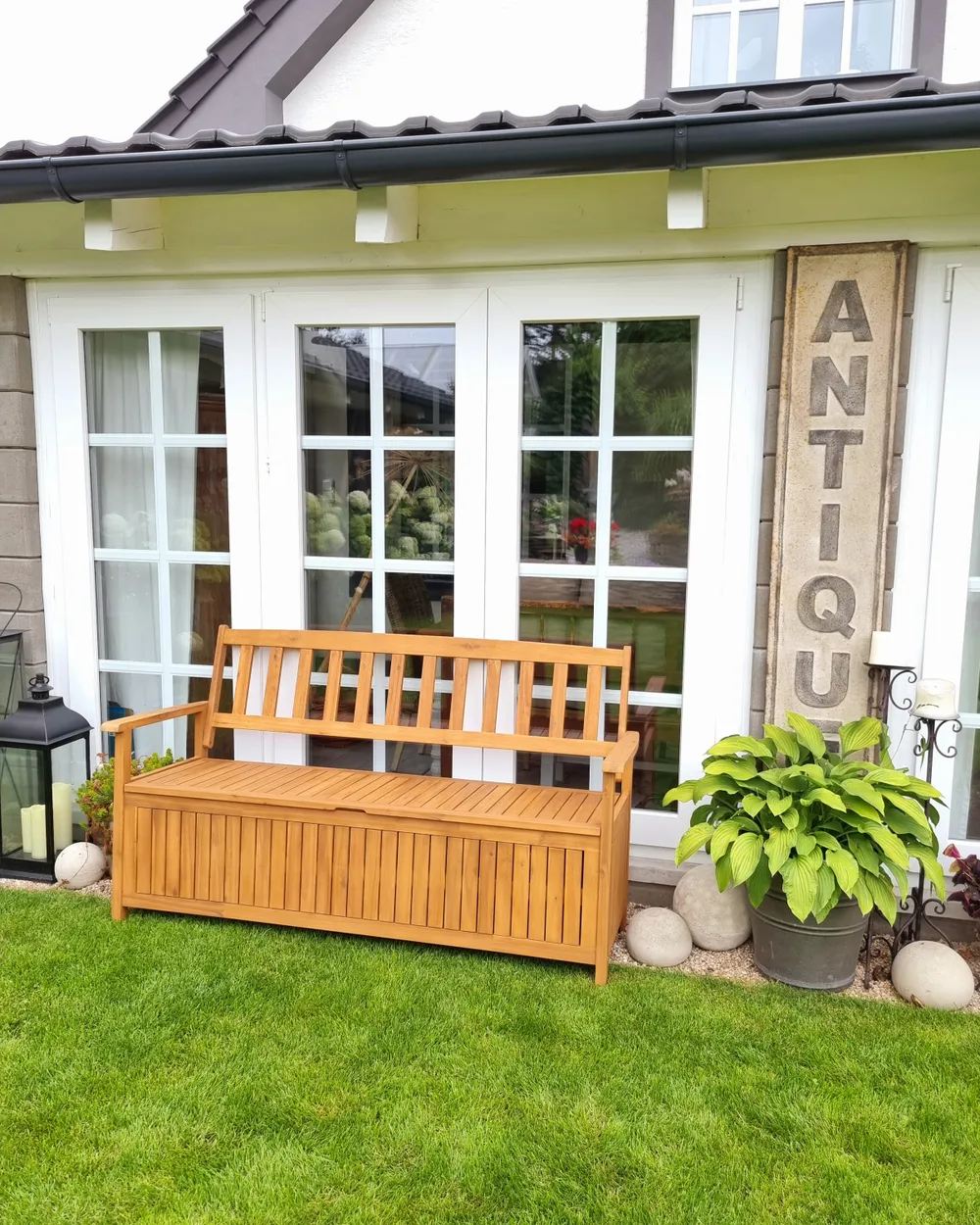 Gartenbank SOVANA 160 cm mit Stauraum Akazienholz Braun