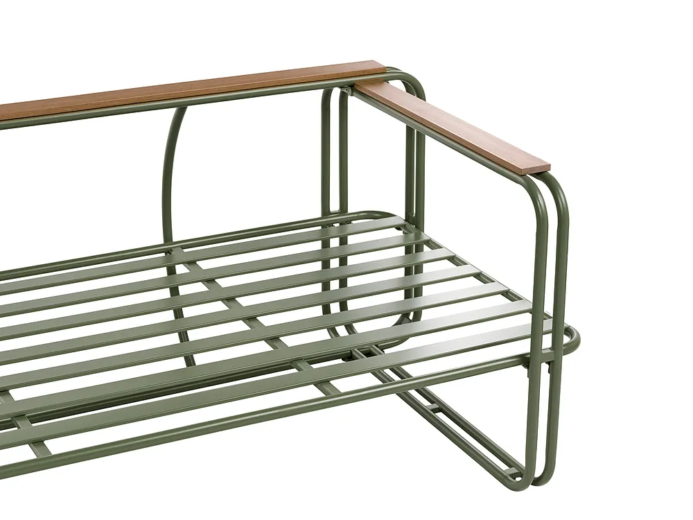 Garden Lounge Set with Table and Ottoman 3 Seater CAMEROTA  Metal Green_1156974