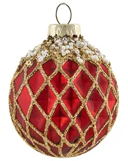 Weihnachtskugel 50er Set SPARKLE Glas Rot / Gold_1027943
