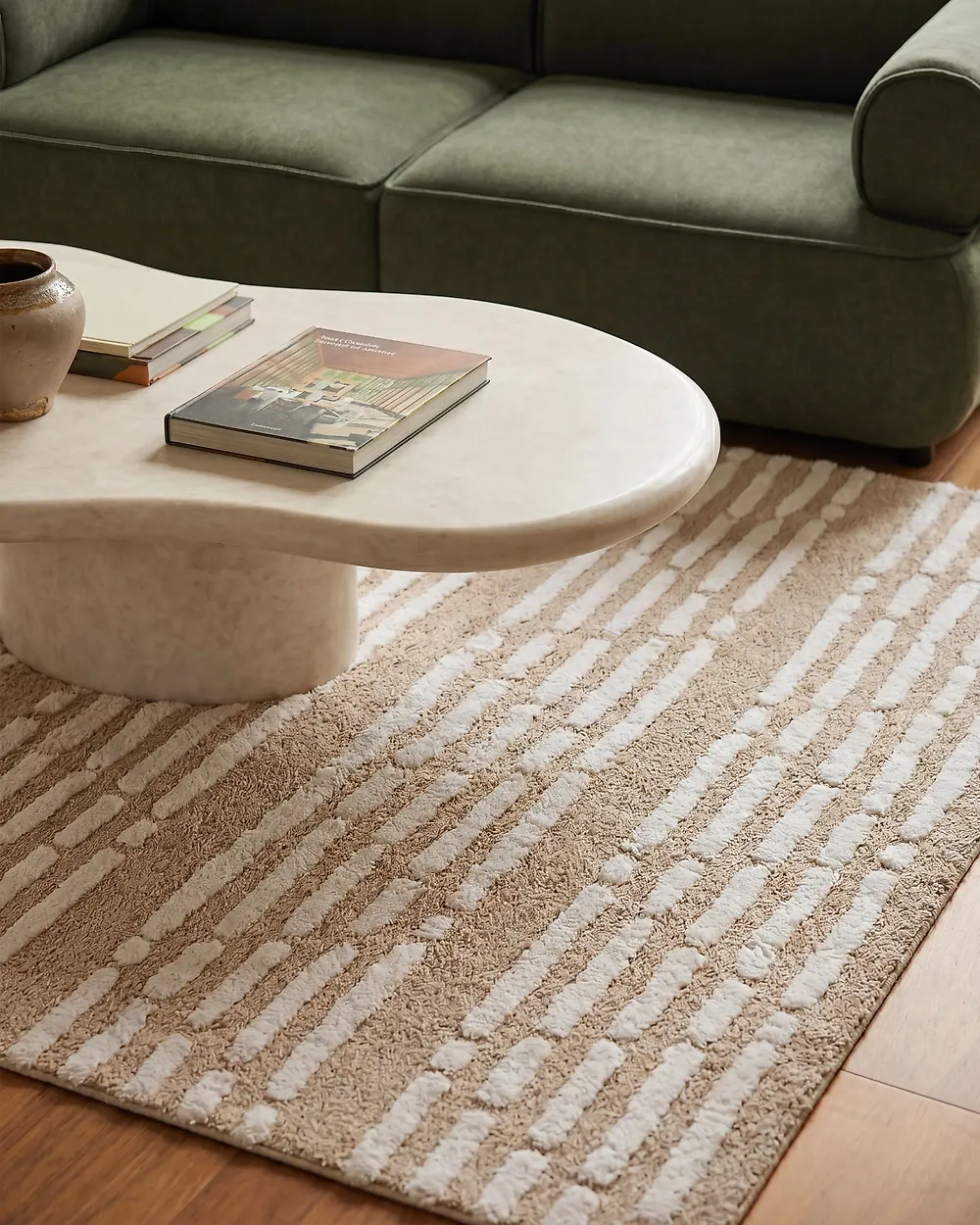 Teppich AHIRLI Beige 120 x 180 cm Baumwolle_1187298
