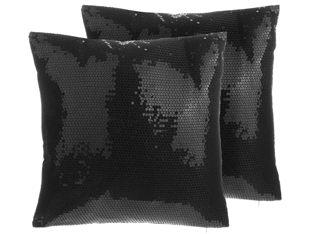Dekokissen 2er Set ASTER 45 x 45 cm Schwarz Ohne Muster