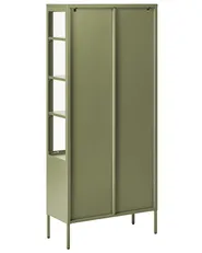 Glass Display Cabinet OXTED 80 cm Metal Green_1069059