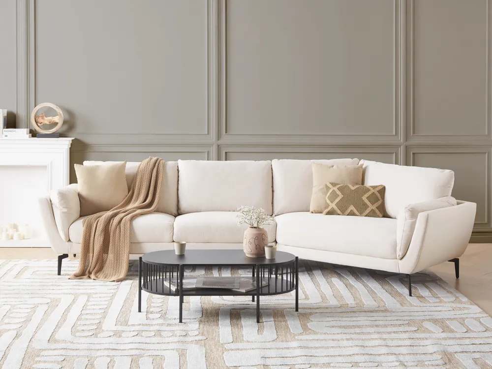 Sofa 3-Sitzer KANSSELI Stoff Hellbeige