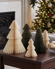 Weihnachtsdekoration 5er Set VORMA 25 cm Weihnachtsbaum Beige / Grün_1115166