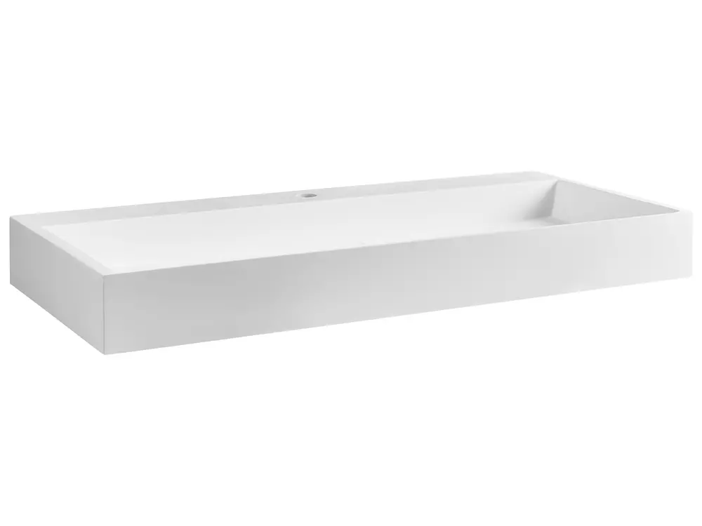 Hängewaschbecken QUENKO 100 x 46 cm Mineralguss Weiß_981234