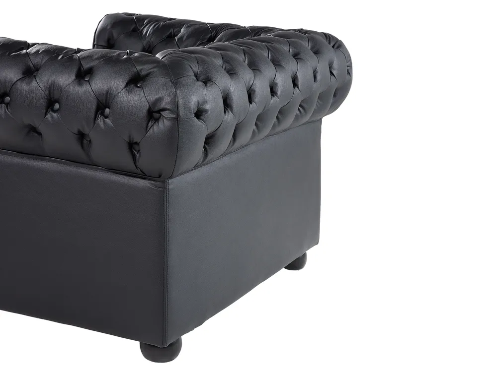 Living Room Set 4 Seater CHESTERFIELD Leather Black_769425