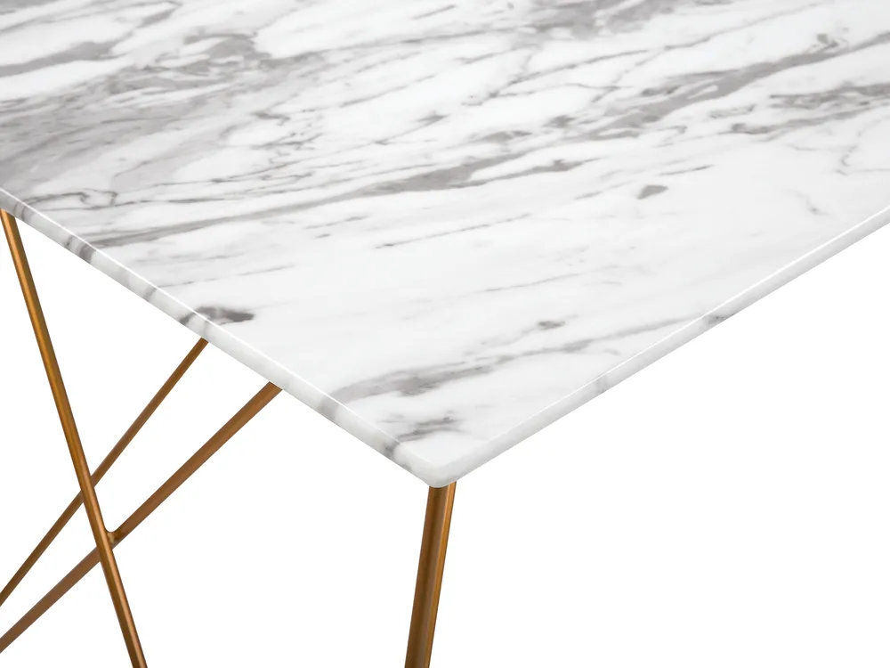 Esstisch KENTON Weißer Marmor 140 cm 80 cm Sicherheitsglas_757708