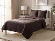 Tagesdecke mit Kissen RAYEN 140 x 210 cm Braun_822058