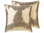 Dekokissen 2er Set ASTER 45 x 45 cm Gold Ohne Muster_770244