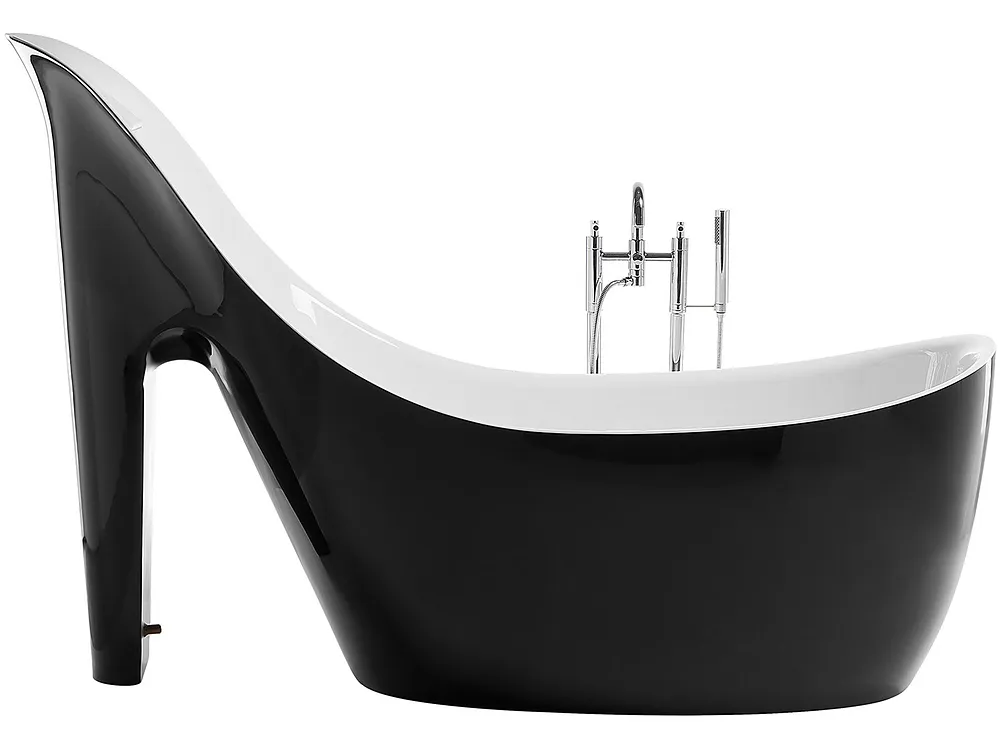 Freistehende Badewanne COCO 180 x 80 cm Schwarz / Weiß_1150281