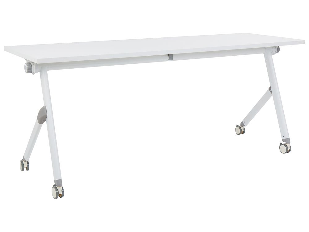 Foldable Office Desk BENDI 180 cm 60 cm with Wheels White