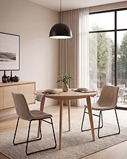 Set of 2 Dining Chairs BATAVIA Fabric Beige_1151302