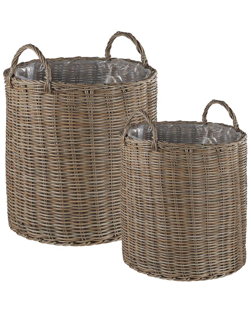 Blumenkorb 2er Set BITOLA 40/48 cm Polyrattan Braun