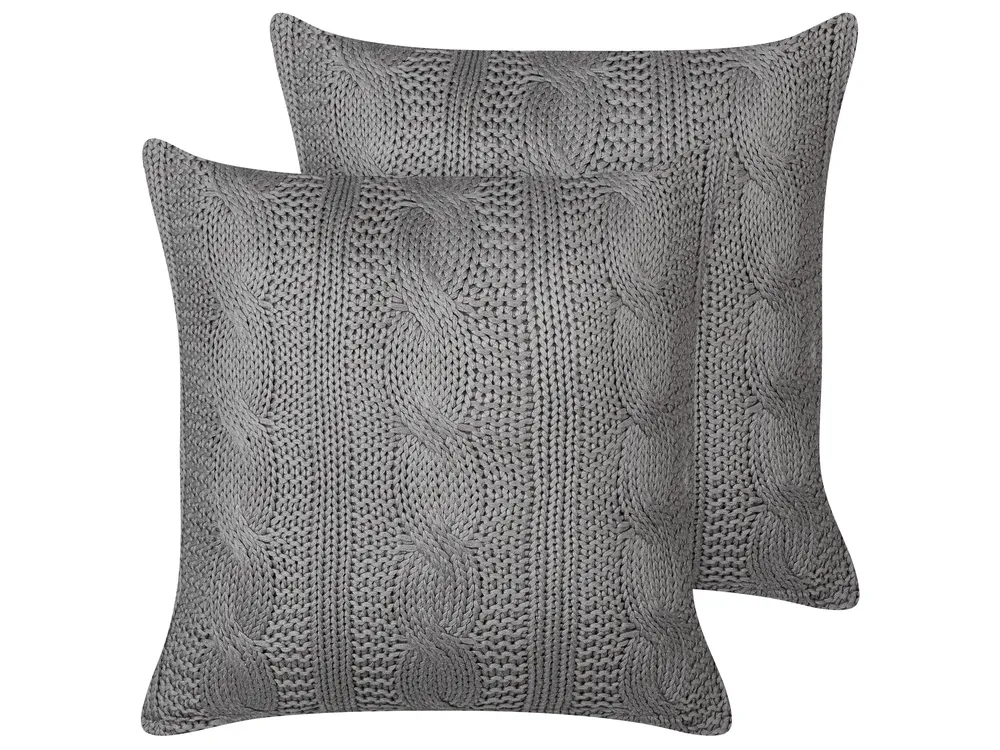Dekokissen 2er Set CONSTYLIS 45 x 45 cm Baumwolle Dunkelgrau Ohne Muster