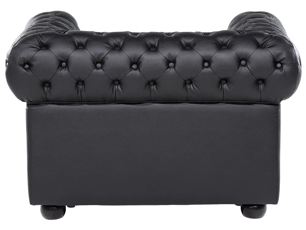 Living Room Set 4 Seater CHESTERFIELD Leather Black_769424