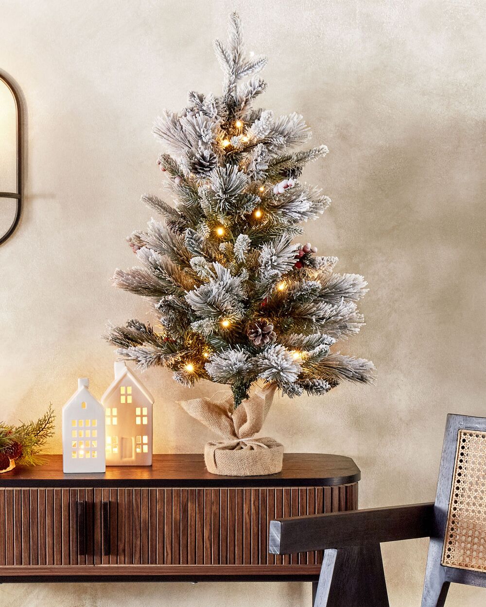 Artificial Snowy Christmas Tree LED MALIGNE 90 cm White