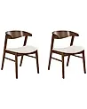 Esszimmerstuhl 2er Set LILLY Stoff Braun / Cremeweiß