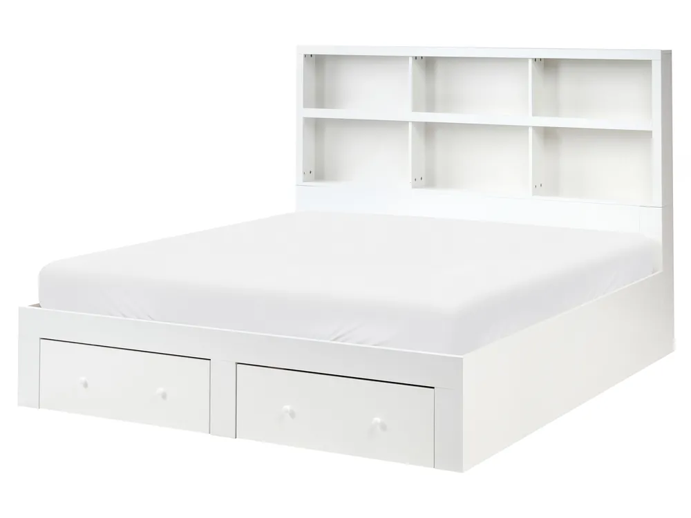 Bed with Storage Drawers TARARE White 160 x 200 cm (EU King Size)_1033155