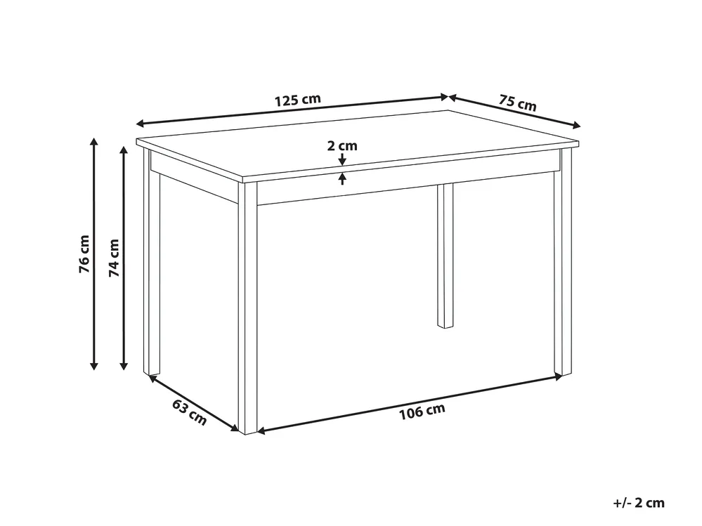 Dining Table HOUSTON Light Oak 125 cm 75 cm_1070963