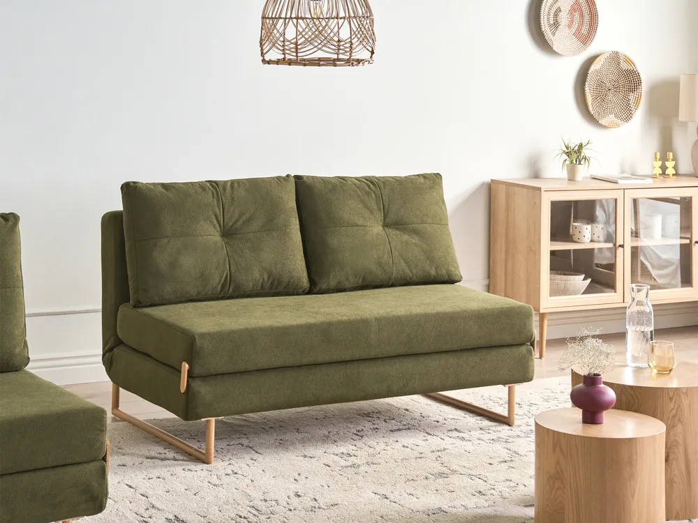 Living Room Set 6 Seater JERSLEV Fabric Green_1013587